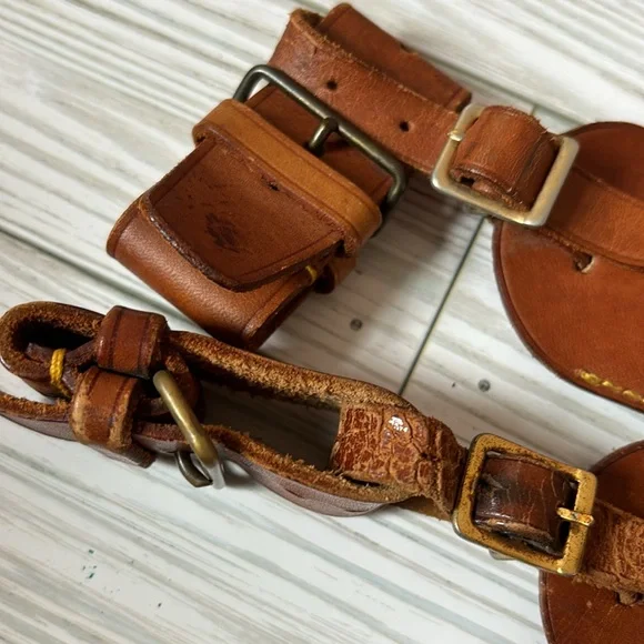 Louis Vuitton Leather Luggage Tag and Poignet set of 2